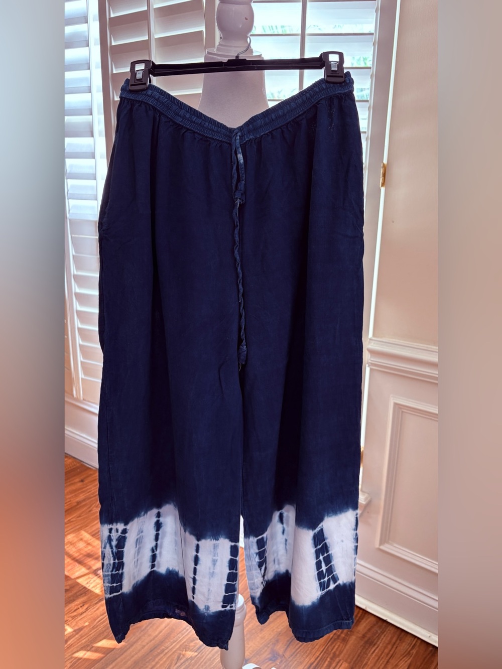 Navy Tie-Dye Wide Leg Palazzo Pants